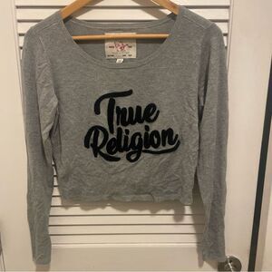 True Religion Sweater Crop Top  Embroidered Size Medium